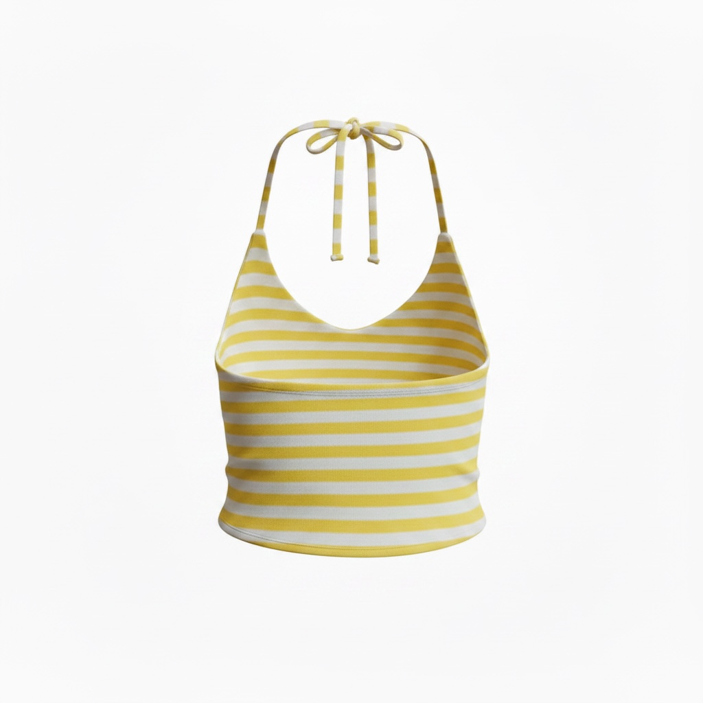 Yellow Striped Tank Top Halter Top (Pineapple)