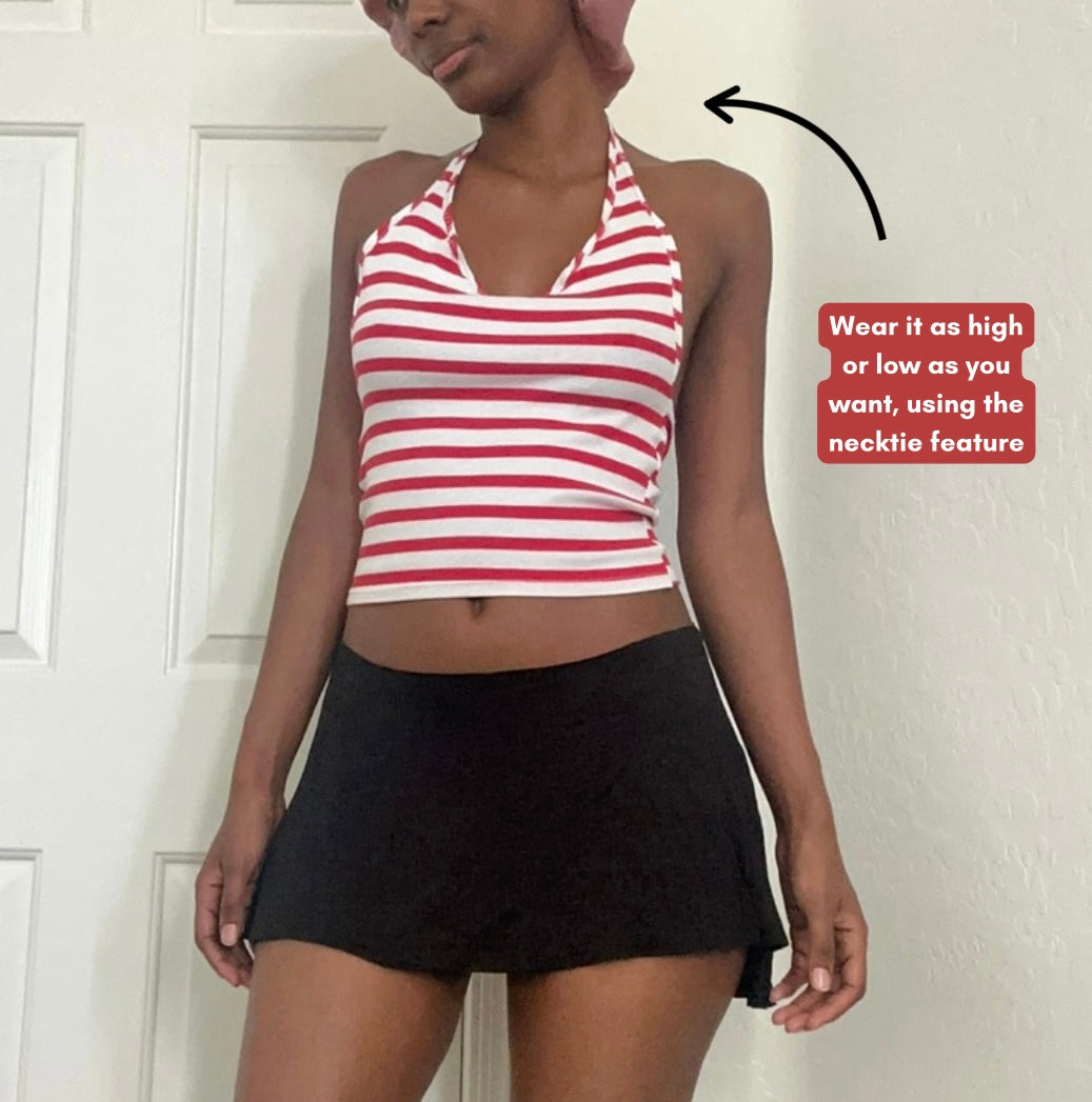 Red Striped Tank Top Halter Top (Candy Cane 2.0)