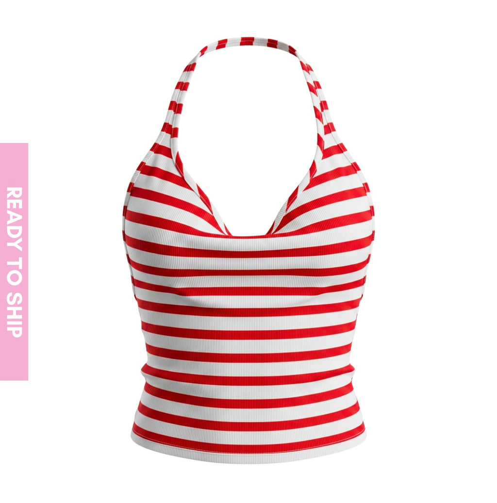 Red Striped Tank Top Halter Top (Candy Cane 2.0)
