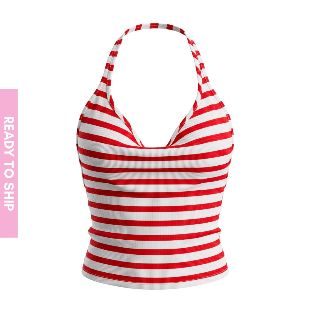 Red Striped Tank Top Halter Top (Candy Cane 2.0)