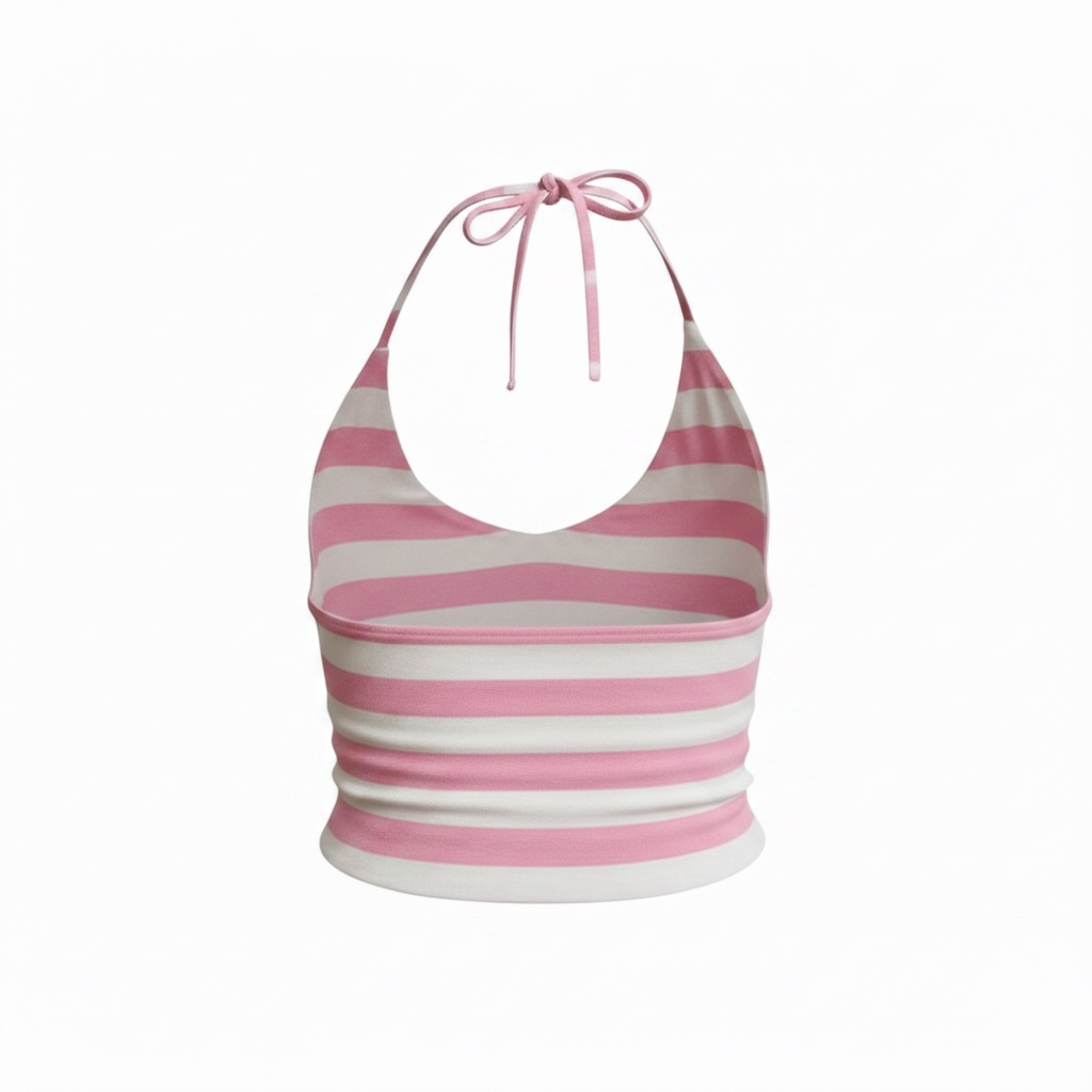 Pink Striped Tank Top Halter Top (Cupcake)