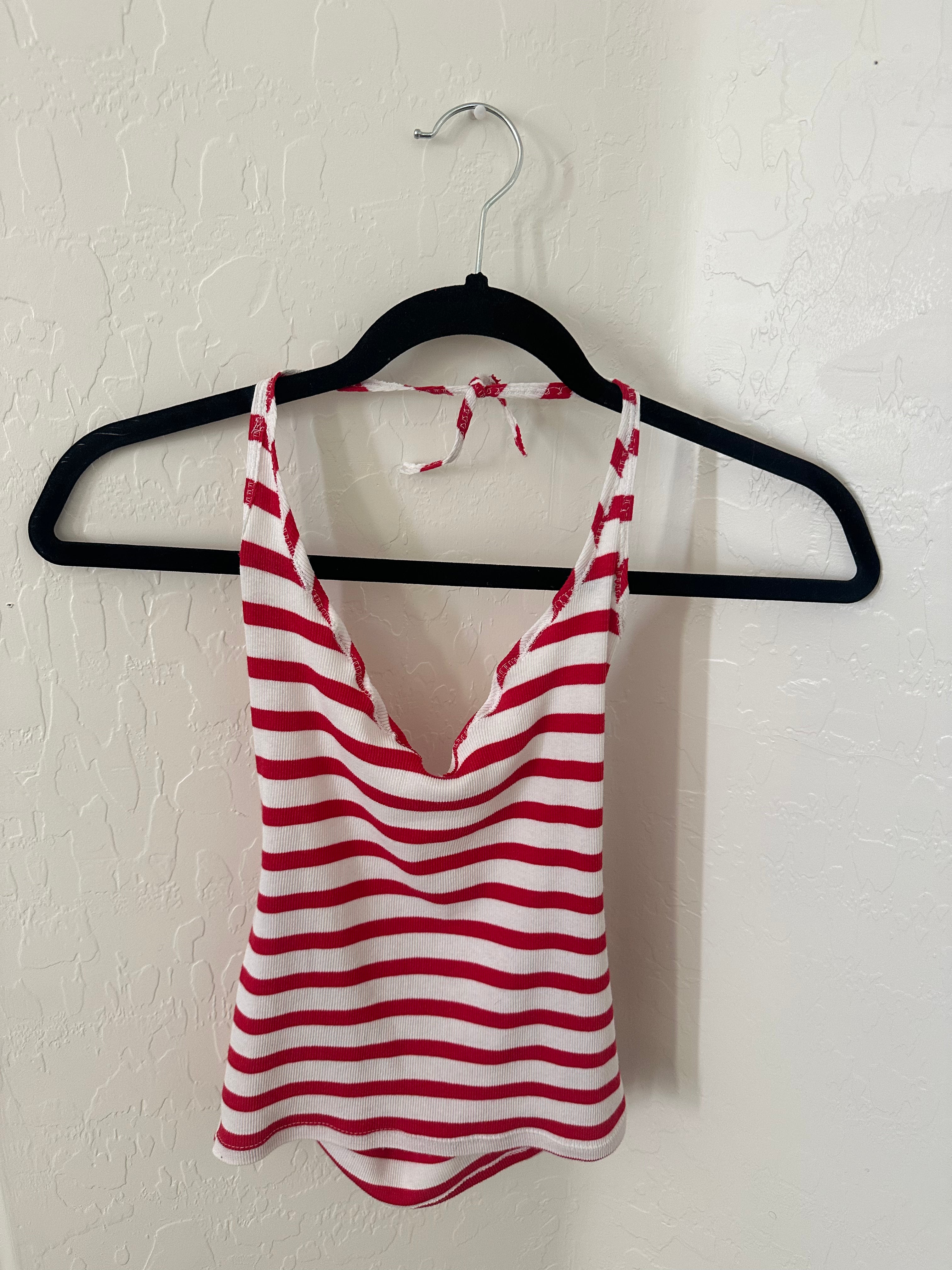 Red Striped Tank Top Halter Top (Candy Cane 2.0)